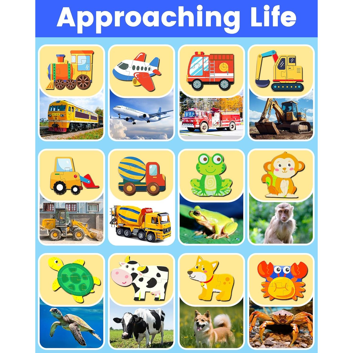 Rompecabezas de Madera Benresive 12 PCS Montessori 1-3 Años