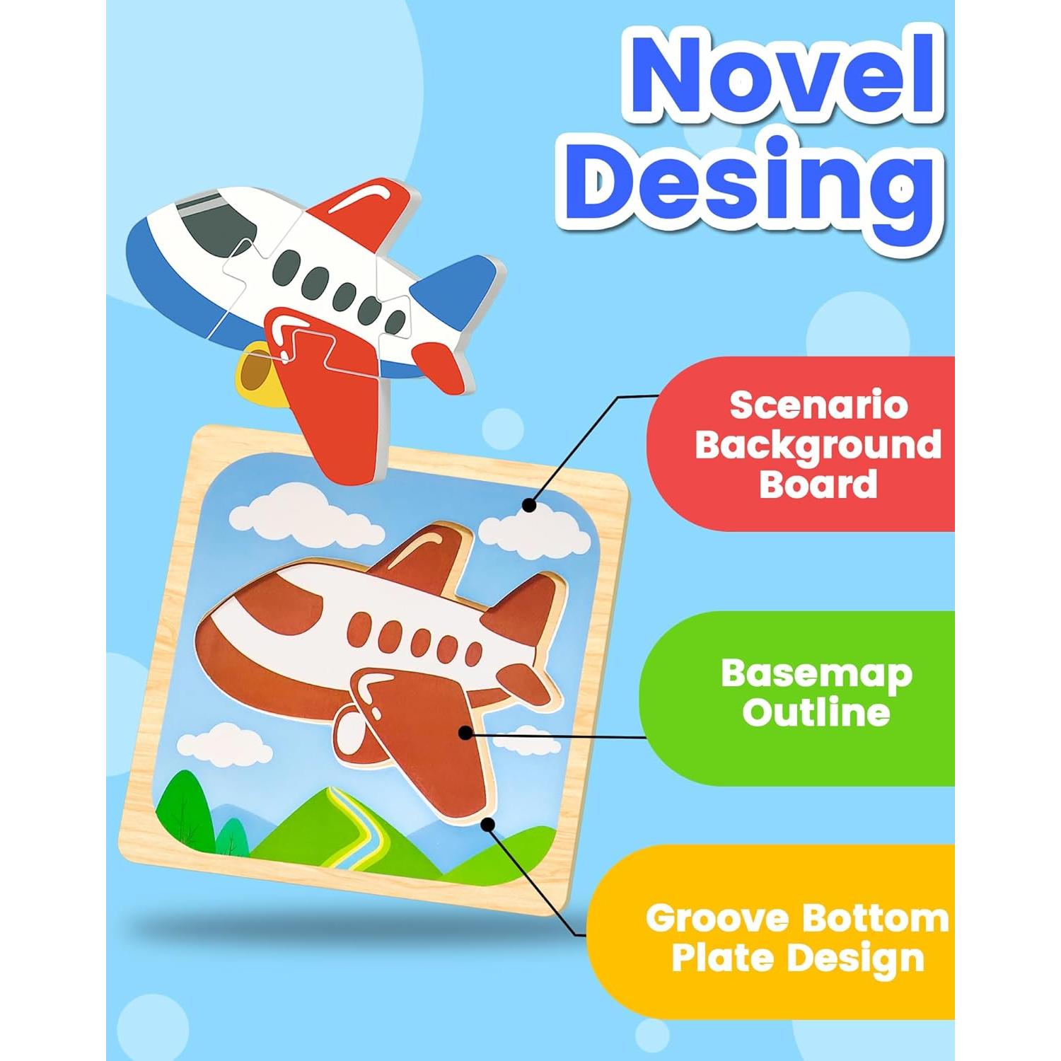 Rompecabezas de Madera Benresive 12 PCS Montessori 1-3 Años