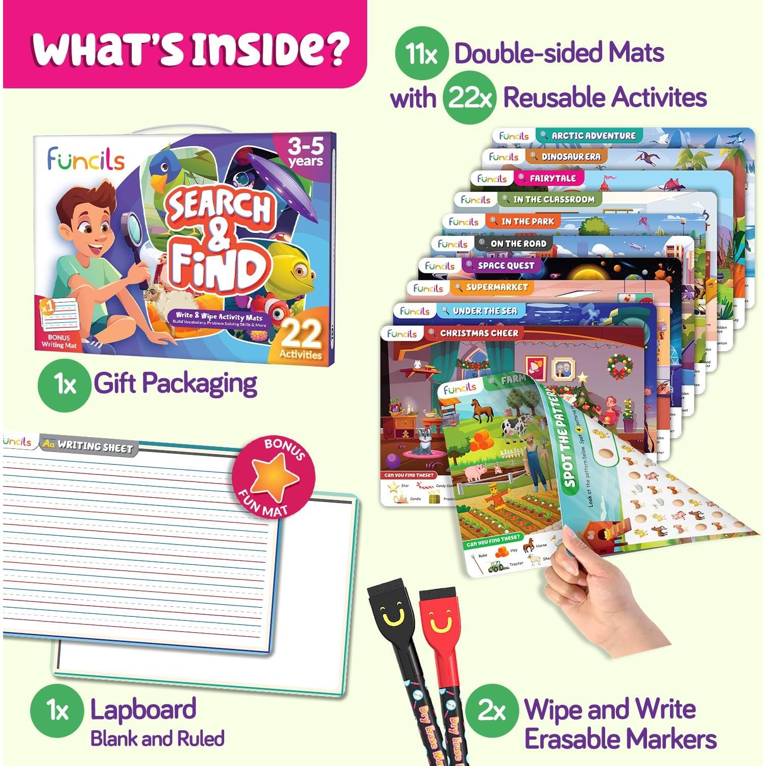 Libro de Actividades Buscar y Encontrar Funcils - 30 Juegos para Niños 3-6 Años