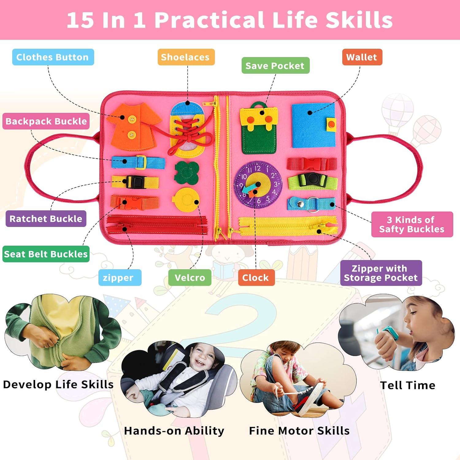 Tablero Ocupado Montessori 7 en 1 para Niños 1-4 Años