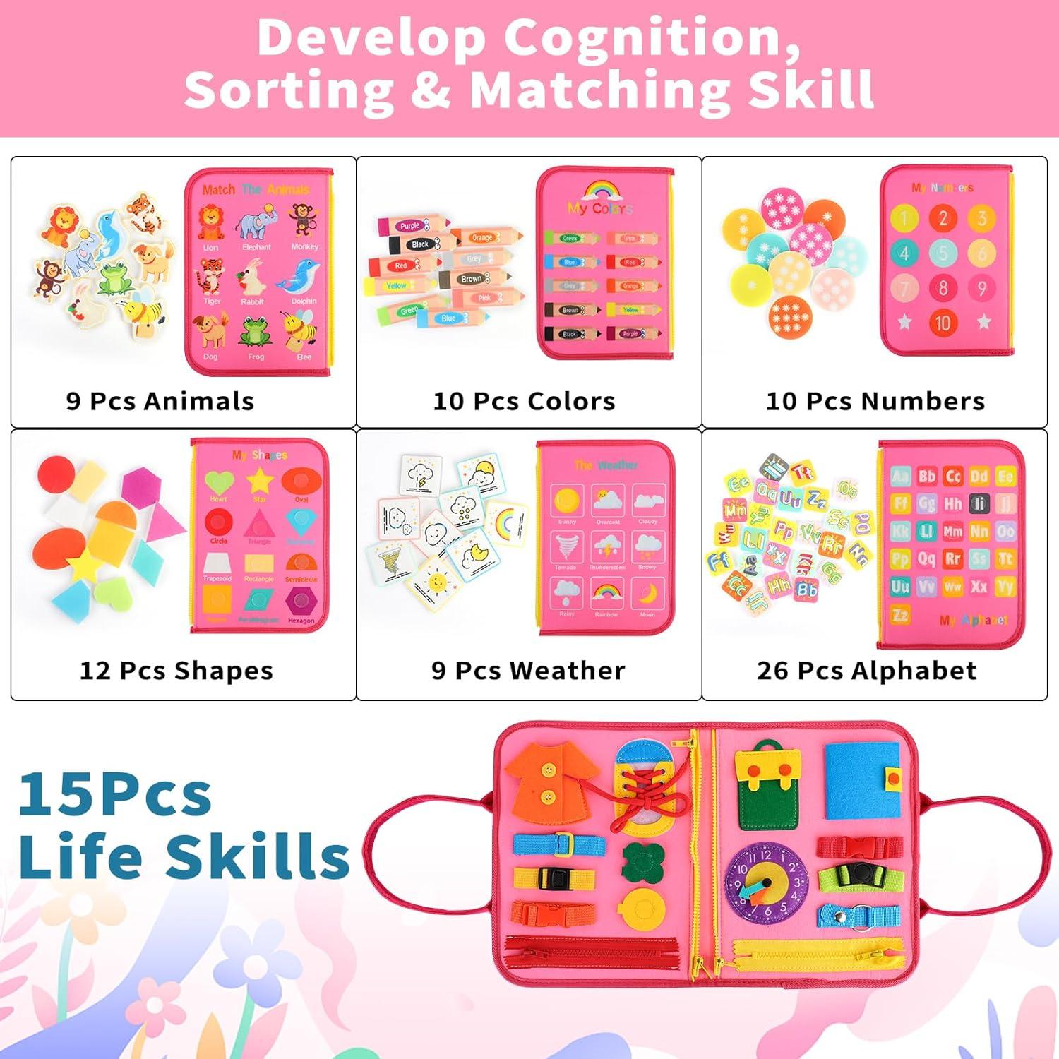 Tablero Ocupado Montessori 7 en 1 para Niños 1-4 Años