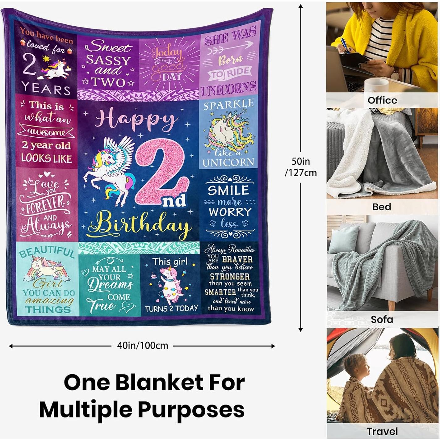 Manta de Franela Solzien 50x40cm para Cumpleaños Niña 2 Años