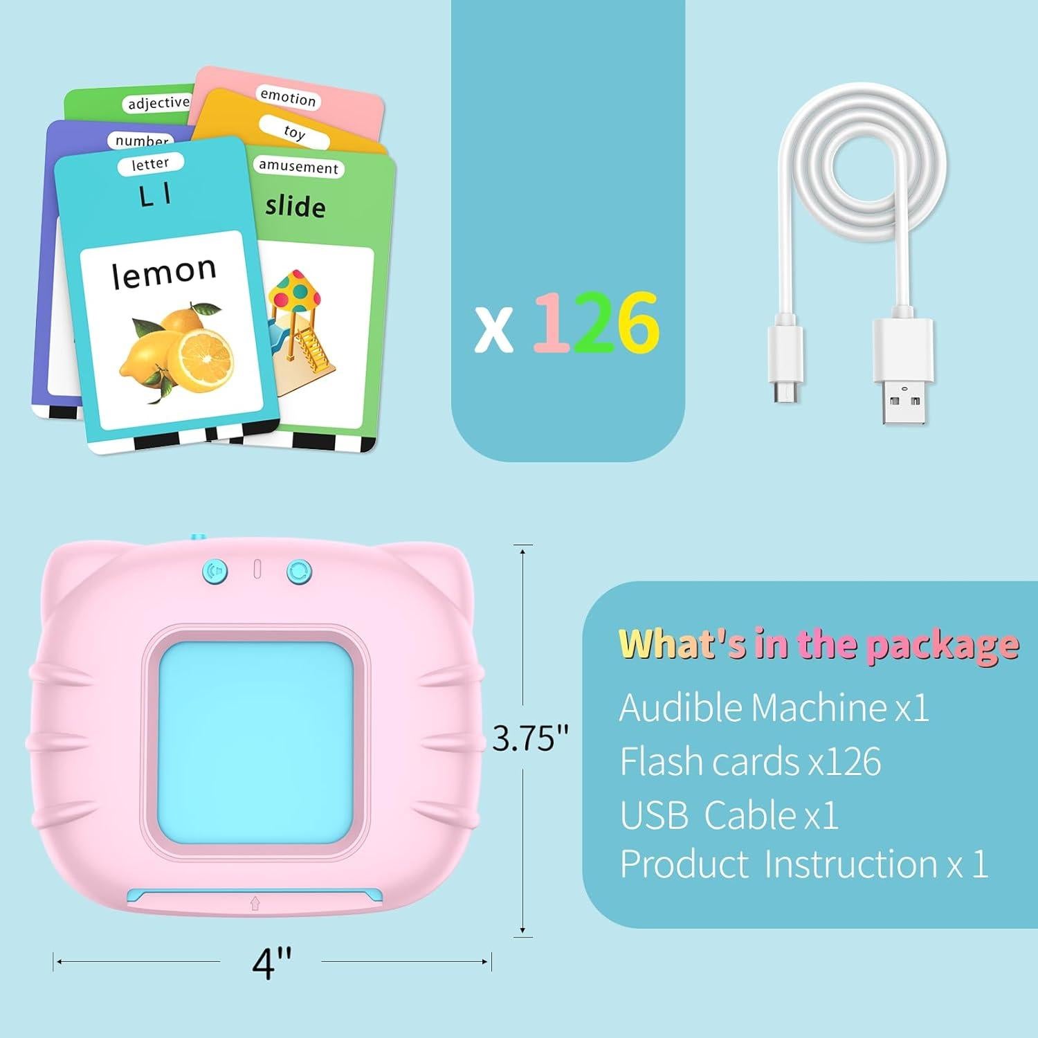 Tarjetas Flash Hablantes Eaever 252 Palabras para Niños 2-6 Años