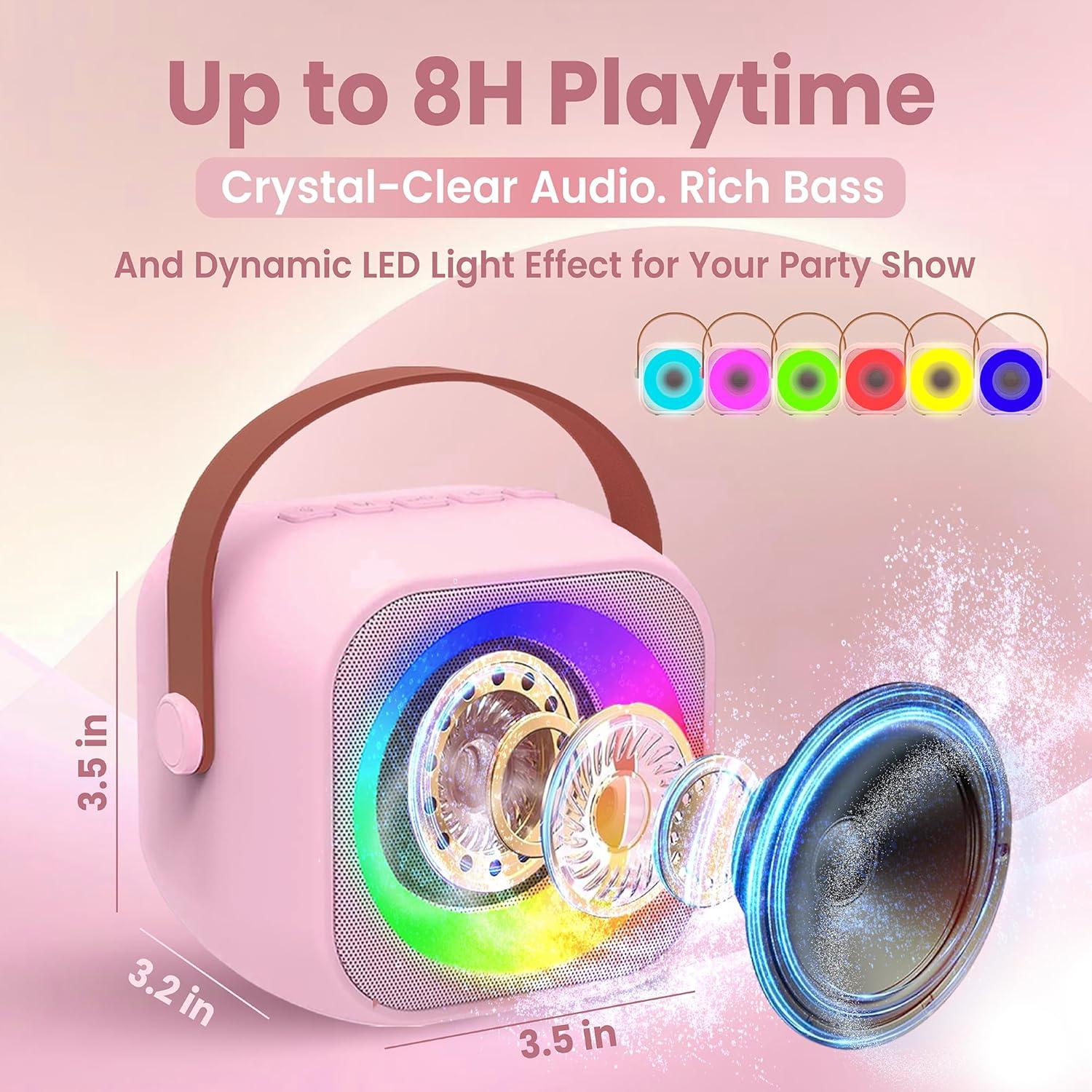 Mini Máquina de Karaoke Two3Sevens Rosa 25 Canciones 2 Micrófonos