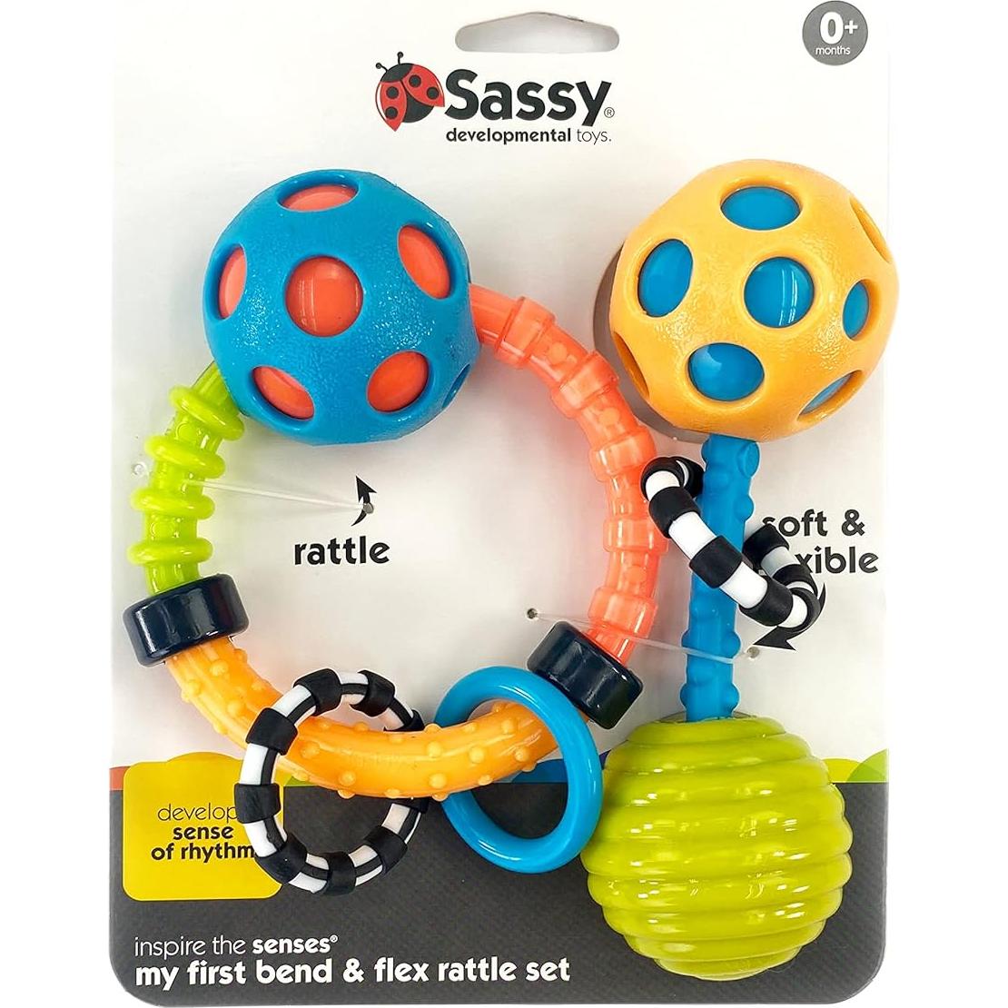 Sonajeros Flexibles Sassy - Juego de 2 Piezas para Bebés 0+ Meses