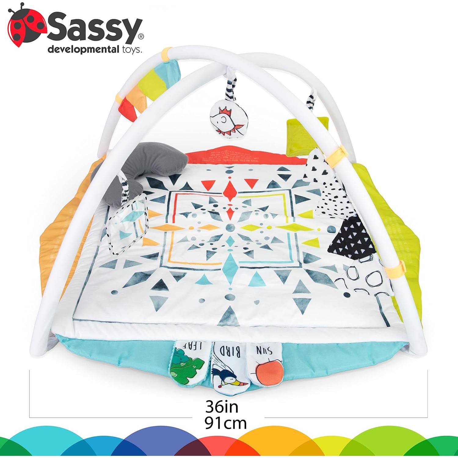 Tapete de Juego Sassy Hola Bebé 2 en 1 con 4 Zonas de Desarrollo