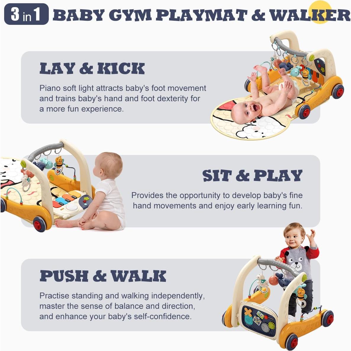 Alfombra de Juego 3-en-1 para Bebés con Piano - Actividades Musicales