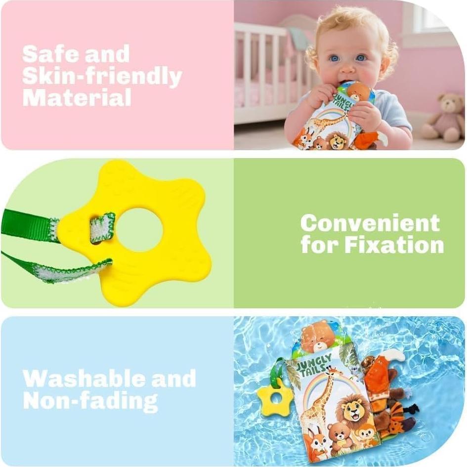 Libro de Tela Crinkle Kimicare Jungle Tails para Bebés 0-12 Meses