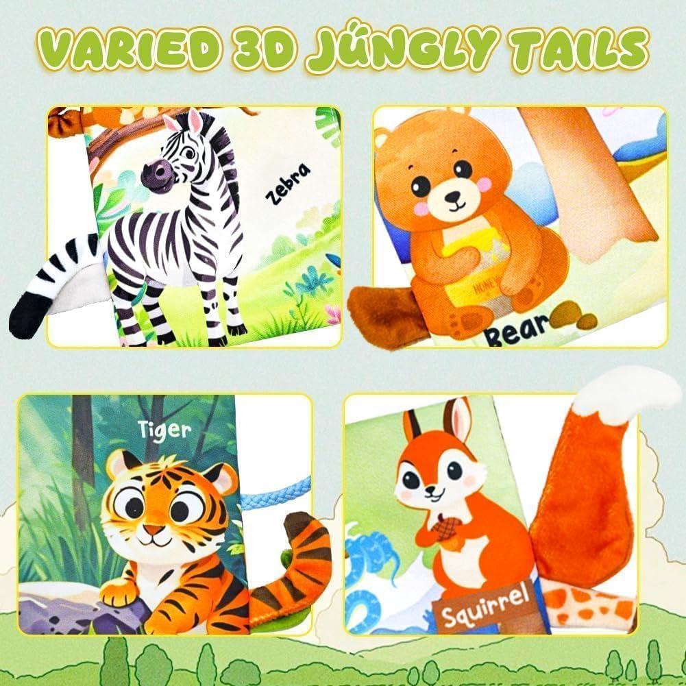 Libro de Tela Crinkle Kimicare Jungle Tails para Bebés 0-12 Meses