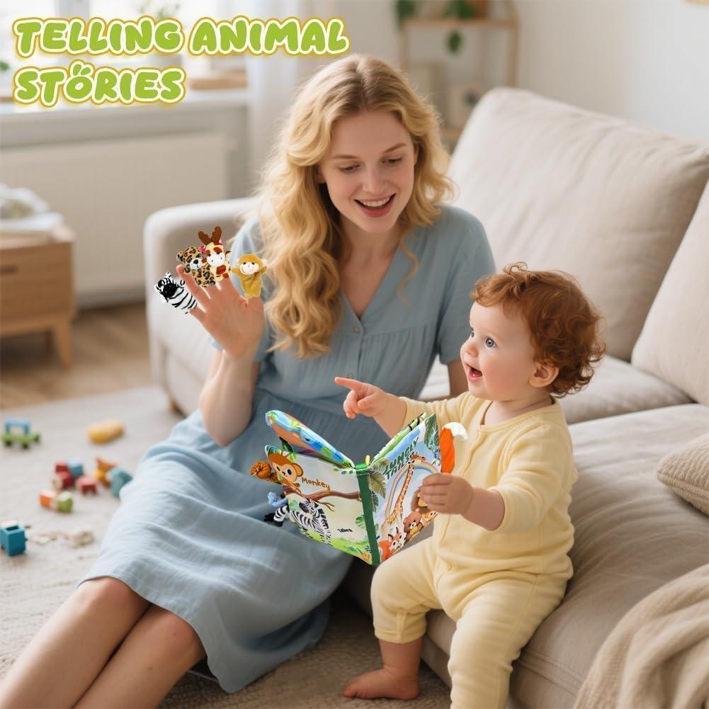 Libro de Tela Crinkle Kimicare Jungle Tails para Bebés 0-12 Meses