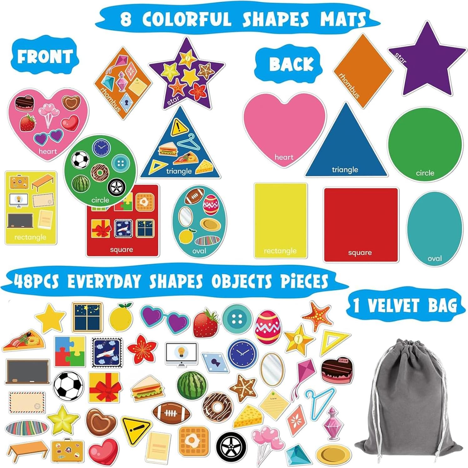 Clasificador de Formas BelleAngle para Niños - Juego Educativo con 8 Alfombrillas y 48 Objetos