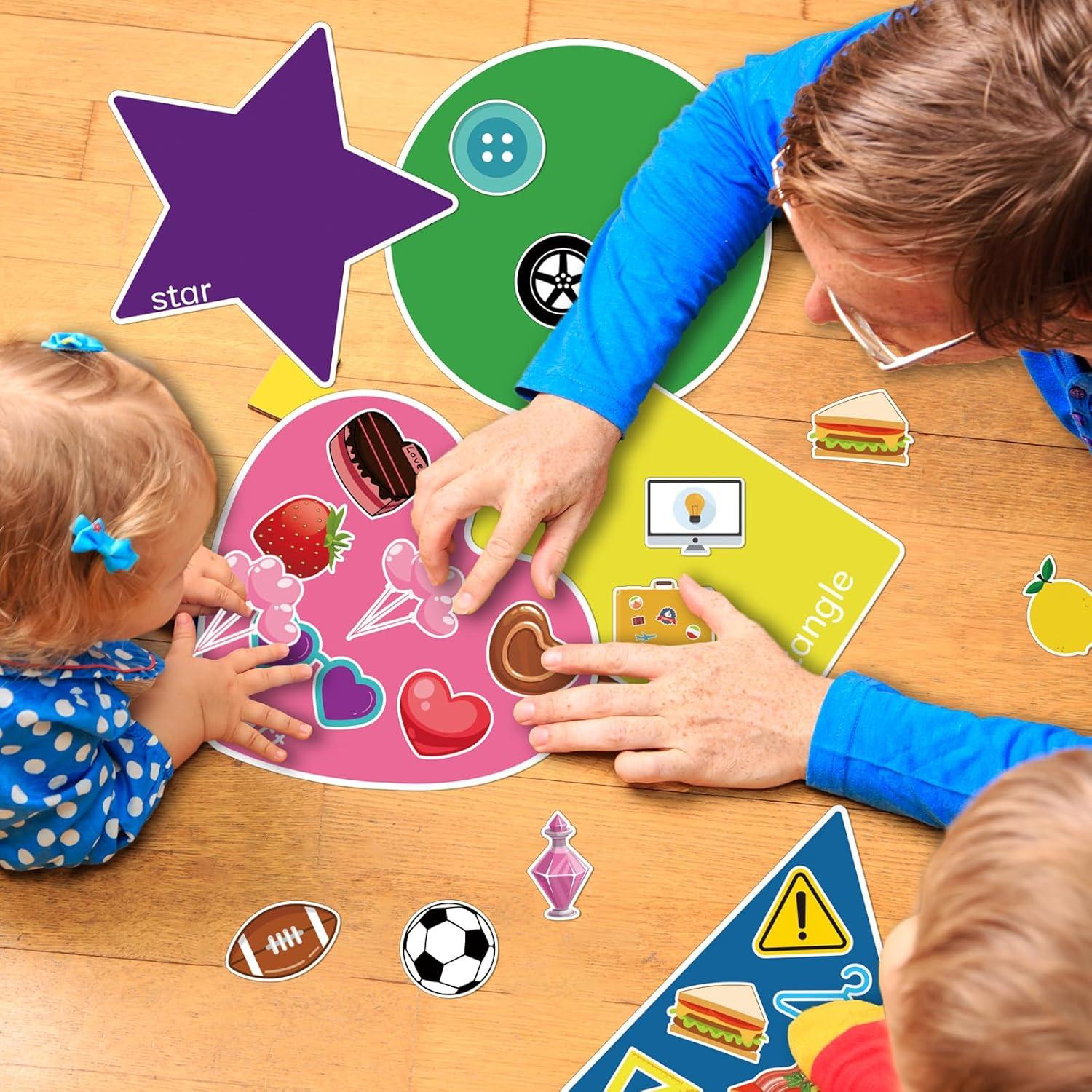 Clasificador de Formas BelleAngle para Niños - Juego Educativo con 8 Alfombrillas y 48 Objetos