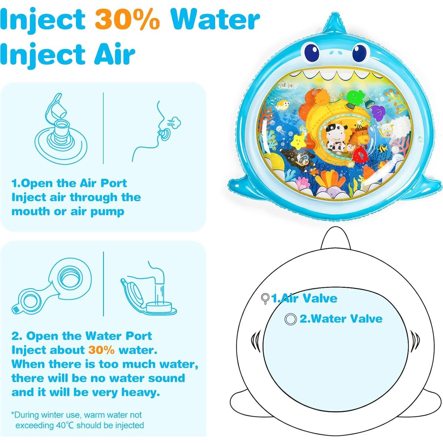 Alfombra de Agua Extra Grande Jollybaby Tiburón para Bebés