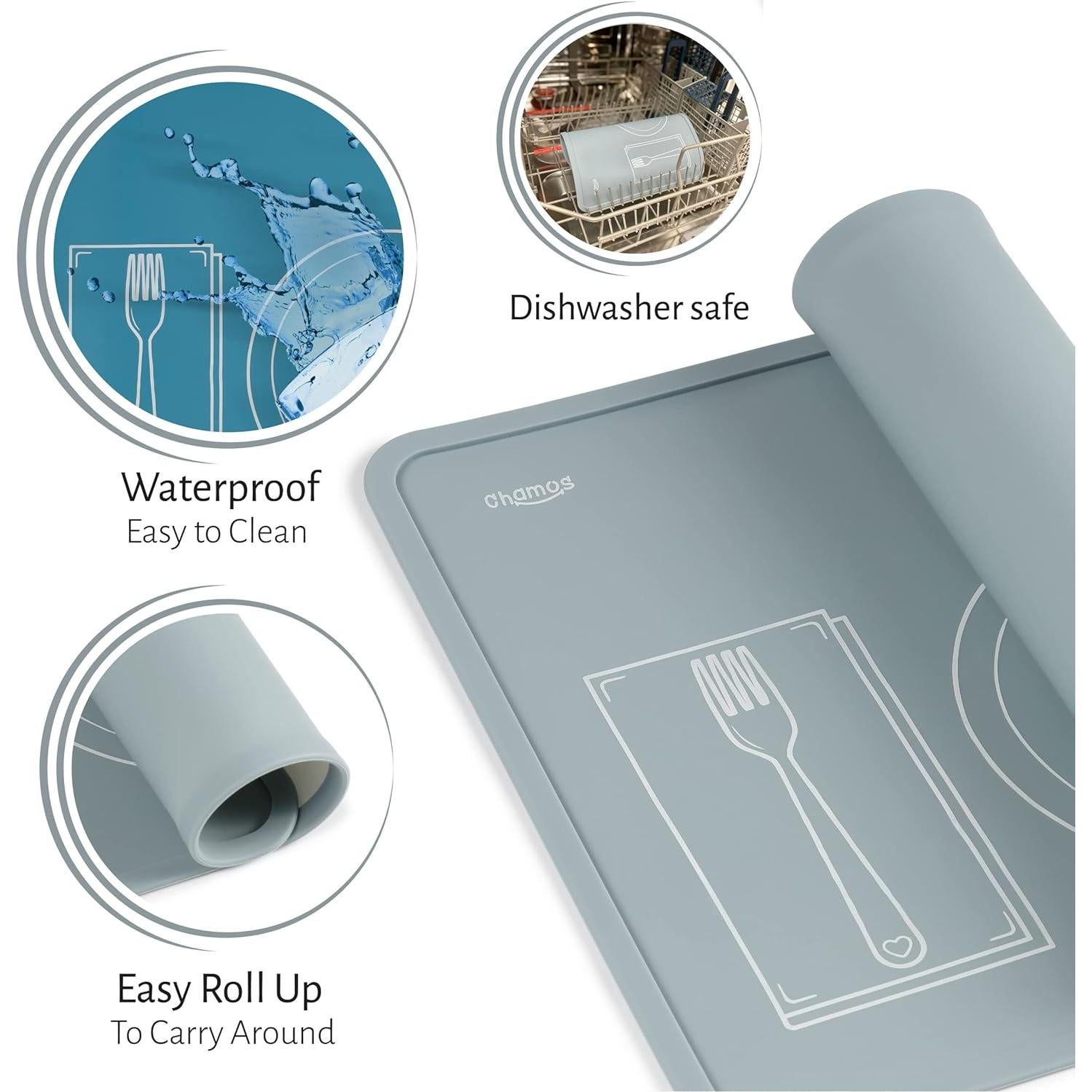 Mantelito Montessori Chamos para Niños - Set de 2 Silicona Rosa y Gris