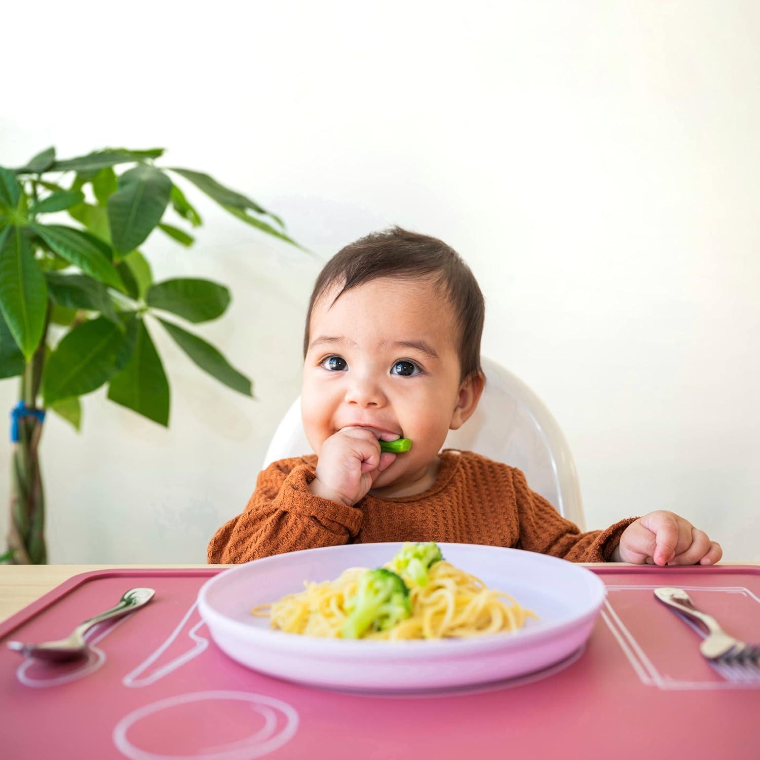Mantelito Montessori Chamos para Niños - Set de 2 Silicona Rosa y Gris