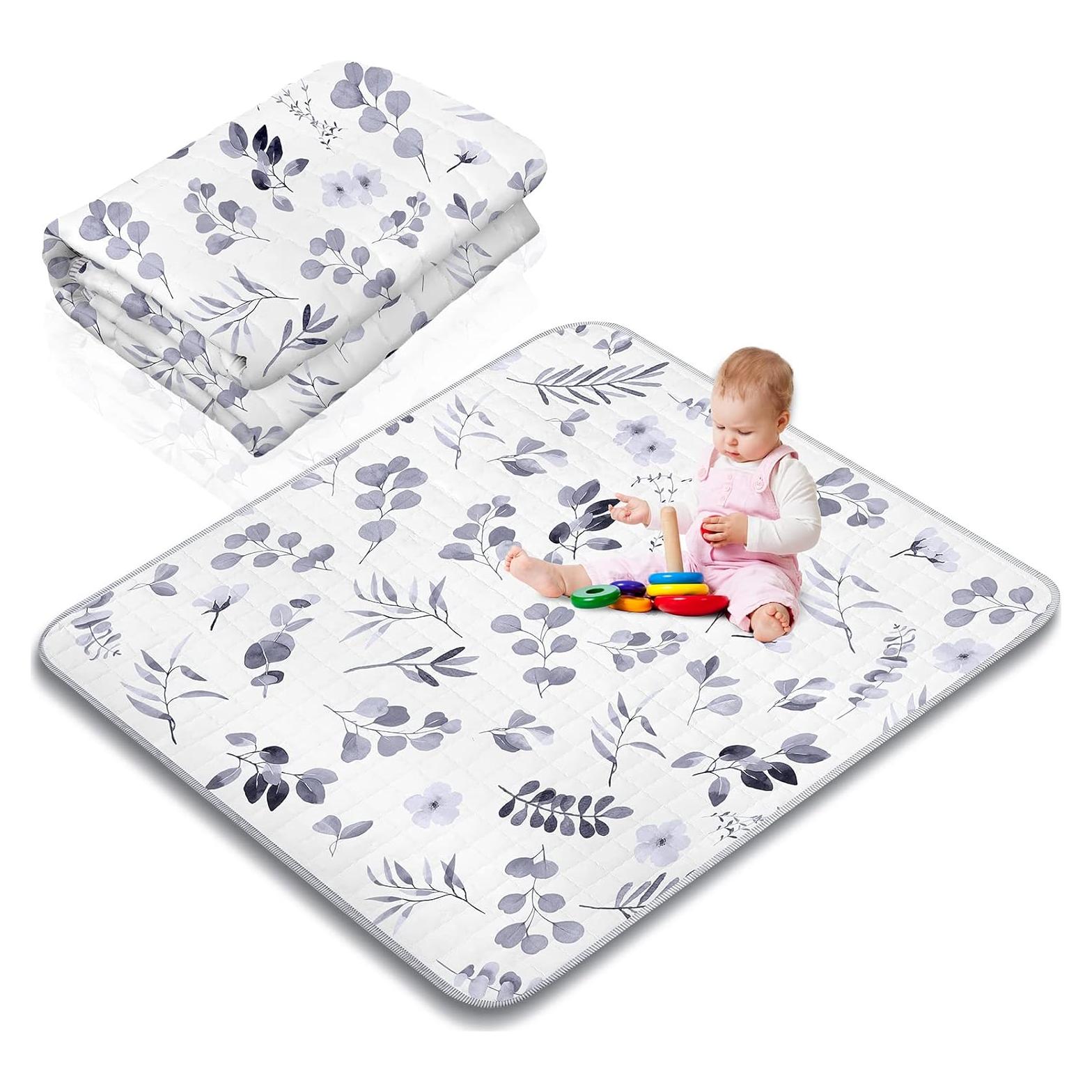 Alfombra de Juego Funtery 109x109 cm Hoja Acuarela Lavable