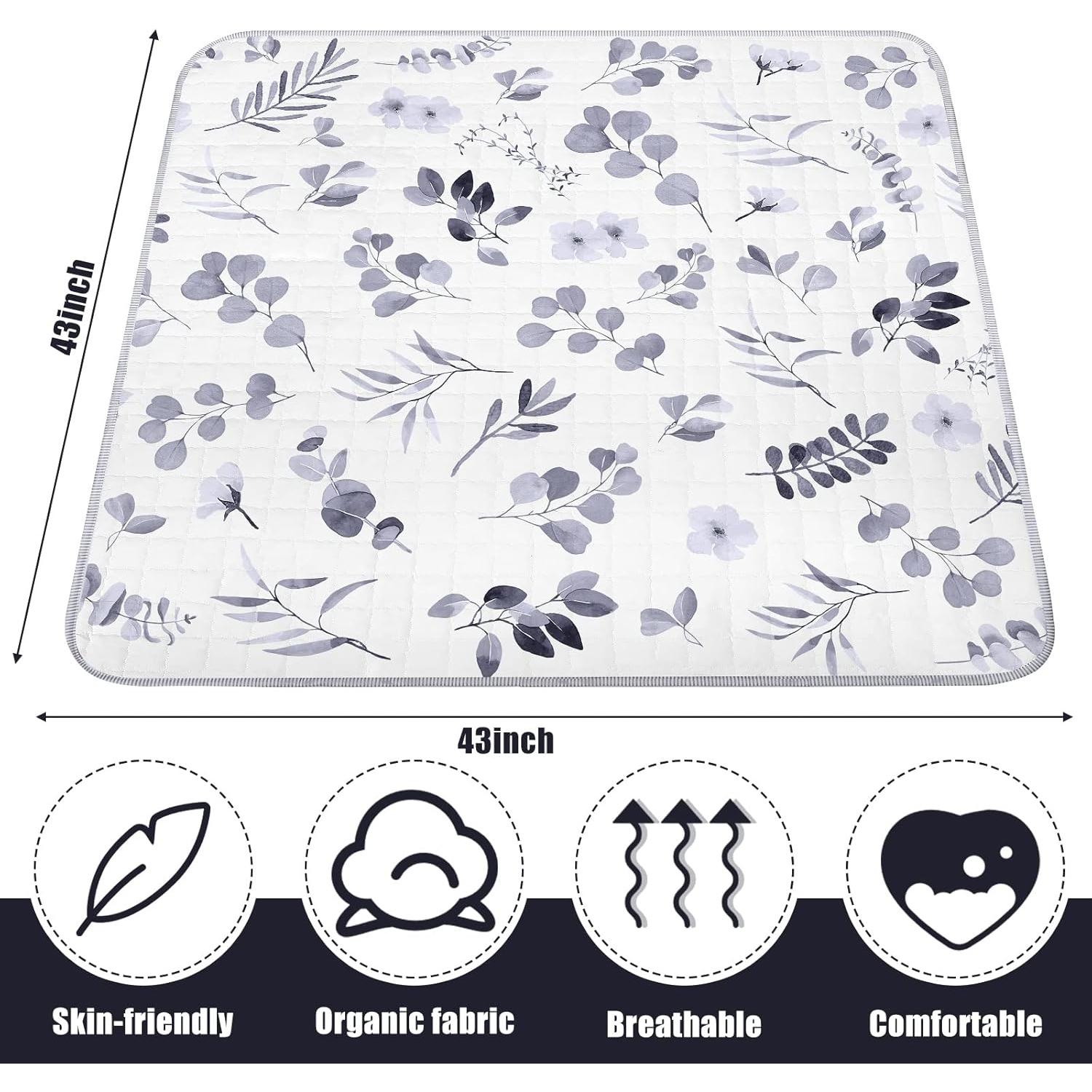 Alfombra de Juego Funtery 109x109 cm Hoja Acuarela Lavable