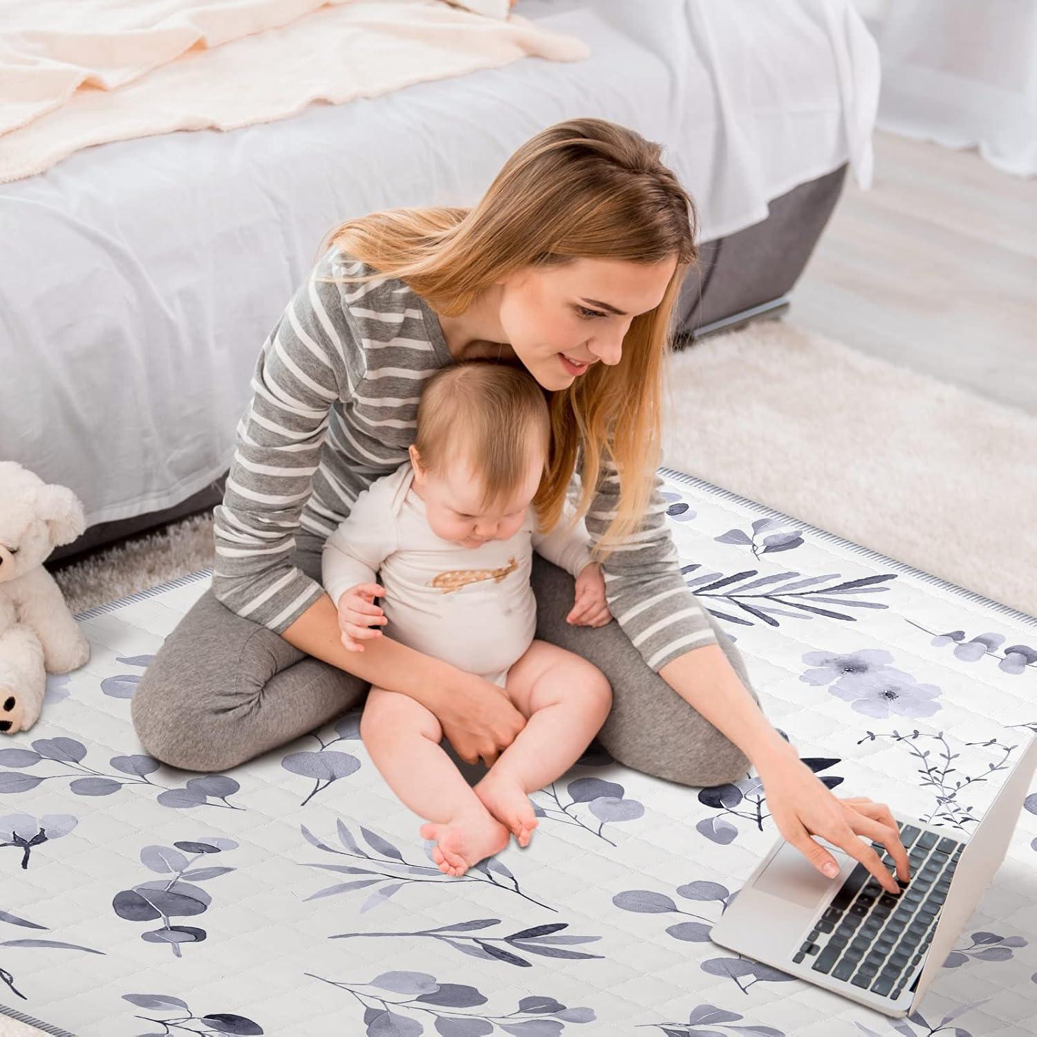 Alfombra de Juego Funtery 109x109 cm Hoja Acuarela Lavable