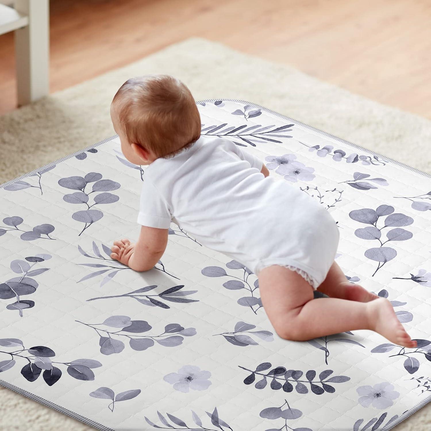 Alfombra de Juego Funtery 109x109 cm Hoja Acuarela Lavable