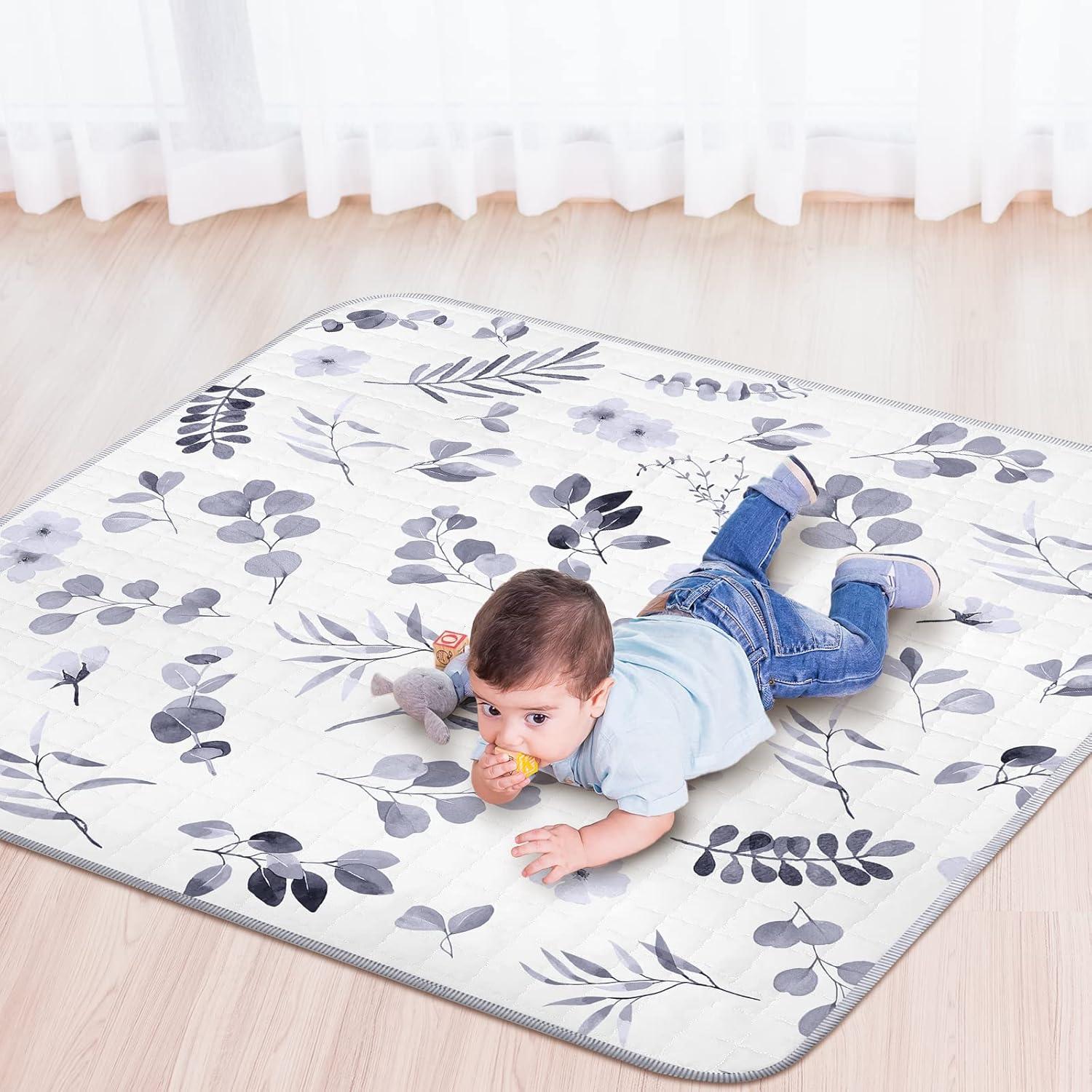 Alfombra de Juego Funtery 109x109 cm Hoja Acuarela Lavable