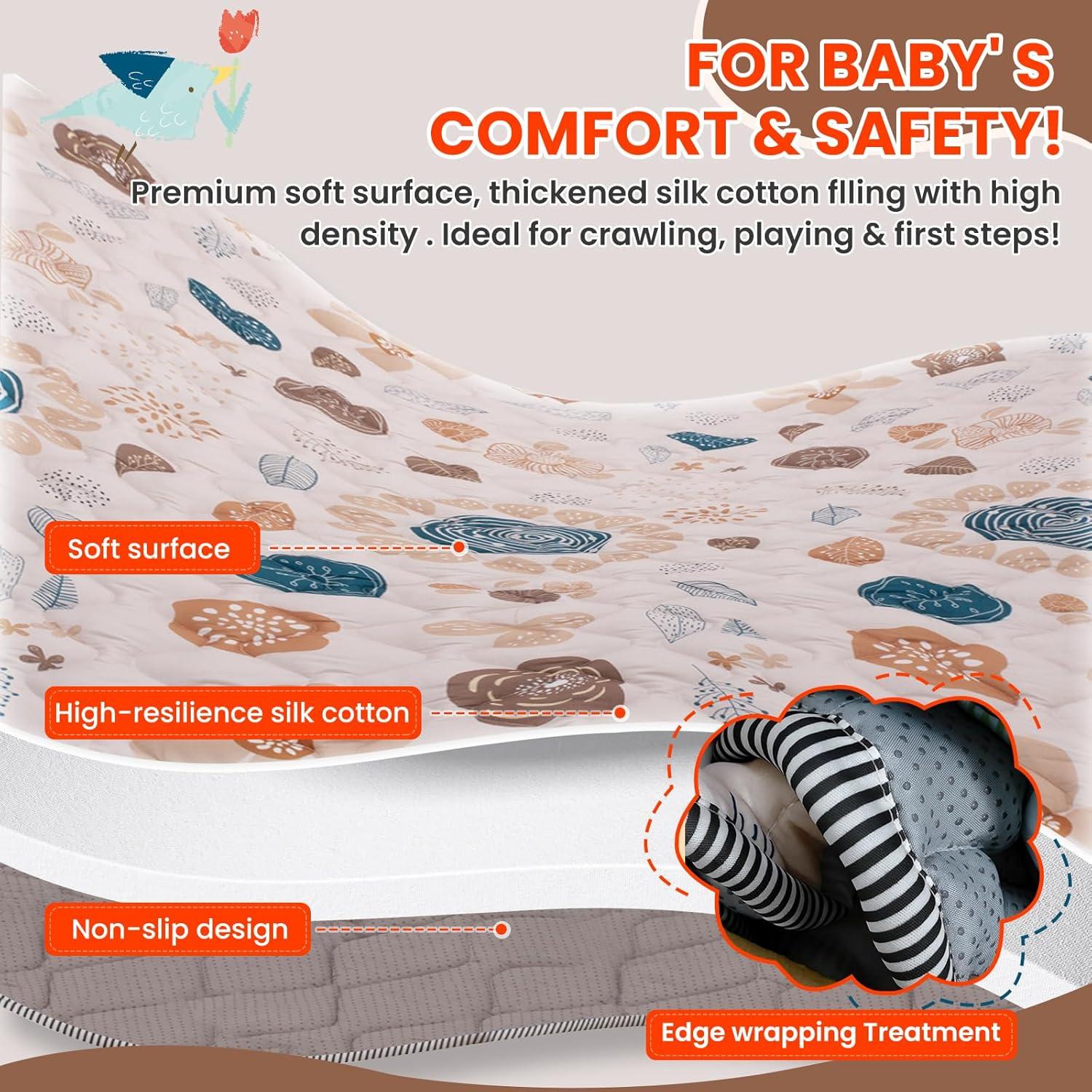 Alfombra de Juego Duwenem 180x150 cm Suave y Lavable para Bebés