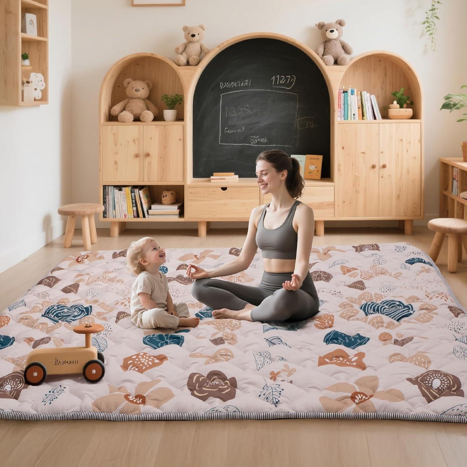 Alfombra de Juego Duwenem 180x150 cm Suave y Lavable para Bebés