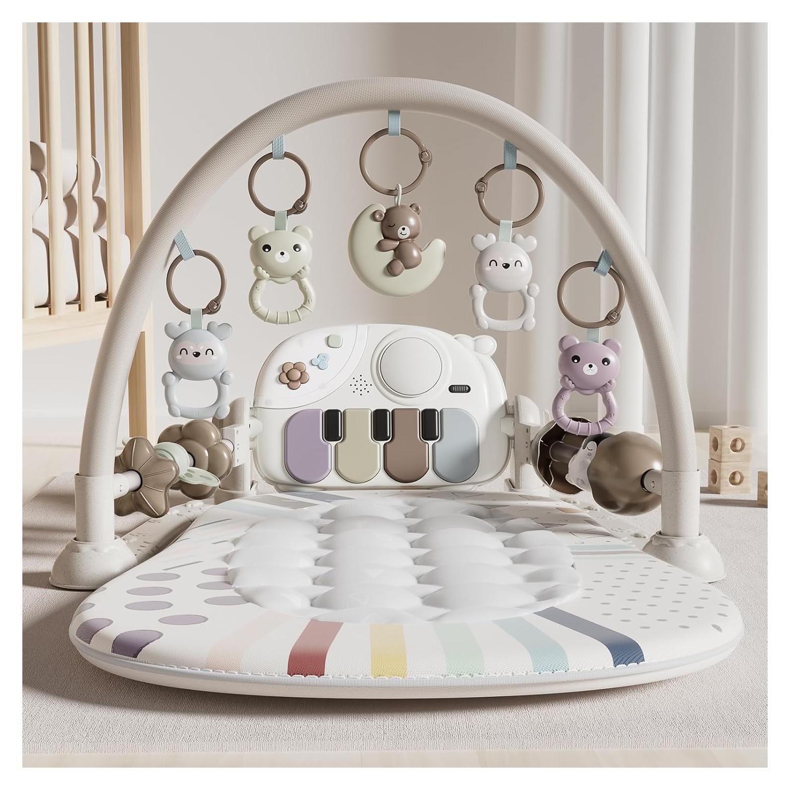 Alfombra de Juego para Bebés con Piano y 5 Juguetes Sensores