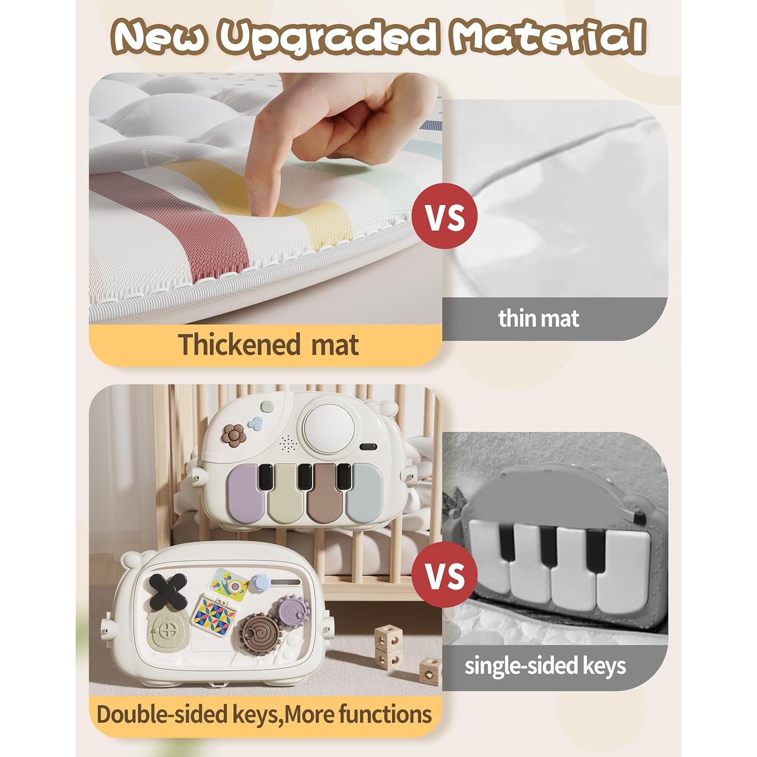 Alfombra de Juego para Bebés con Piano y 5 Juguetes Sensores