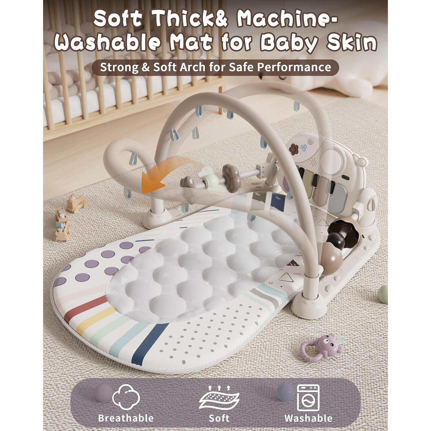 Alfombra de Juego para Bebés con Piano y 5 Juguetes Sensores