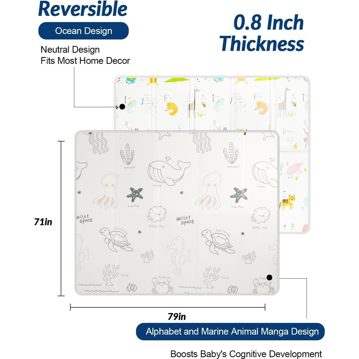Alfombra de Juego Plegable para Bebés 200x180 cm XPE Impermeable