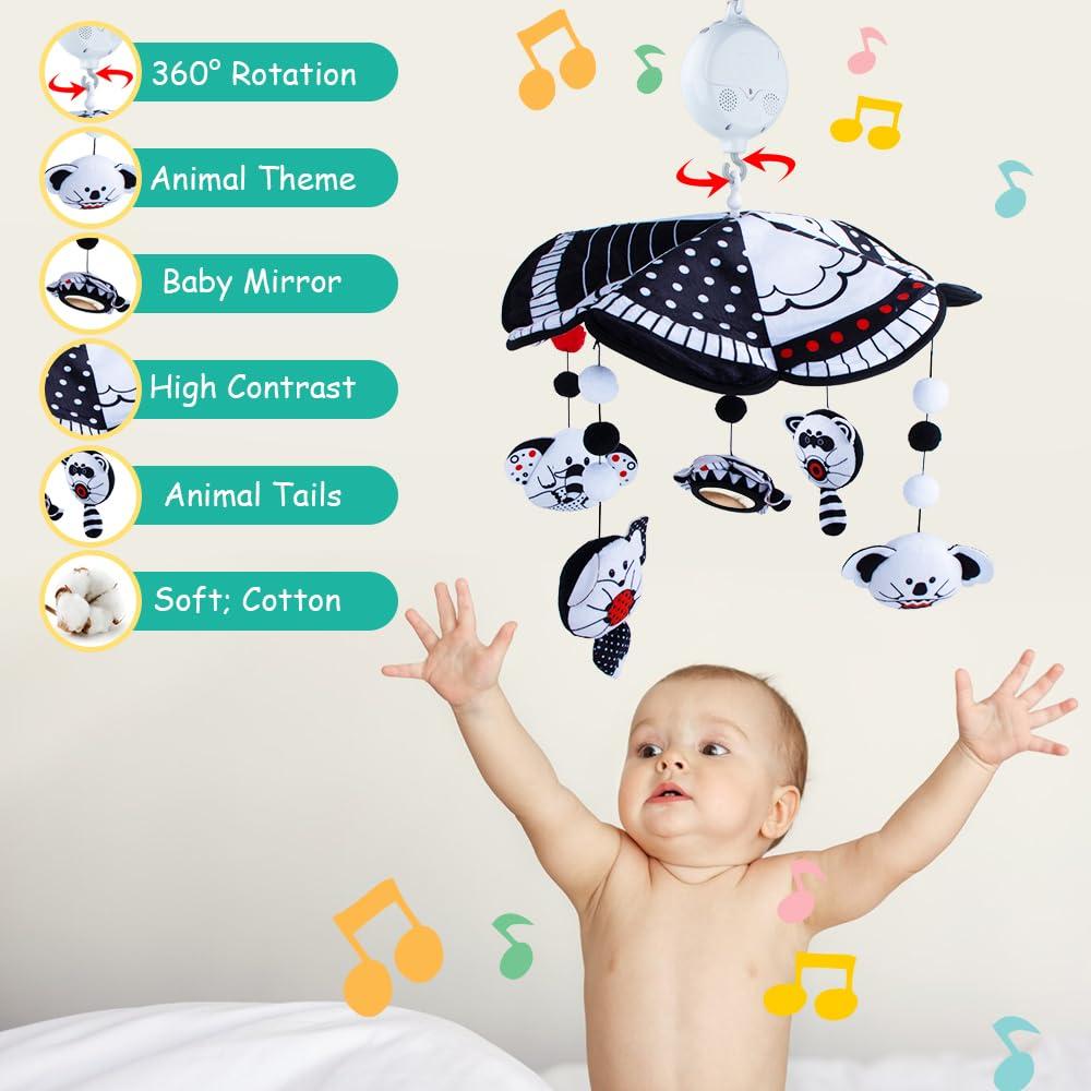 Móvil Musical para Cuna Mootop en Blanco y Negro 0.65kg