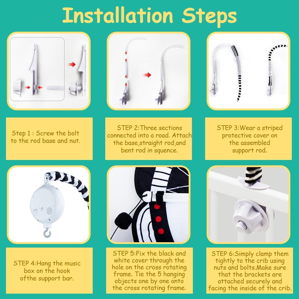 Móvil Musical para Cuna Mootop en Blanco y Negro 0.65kg