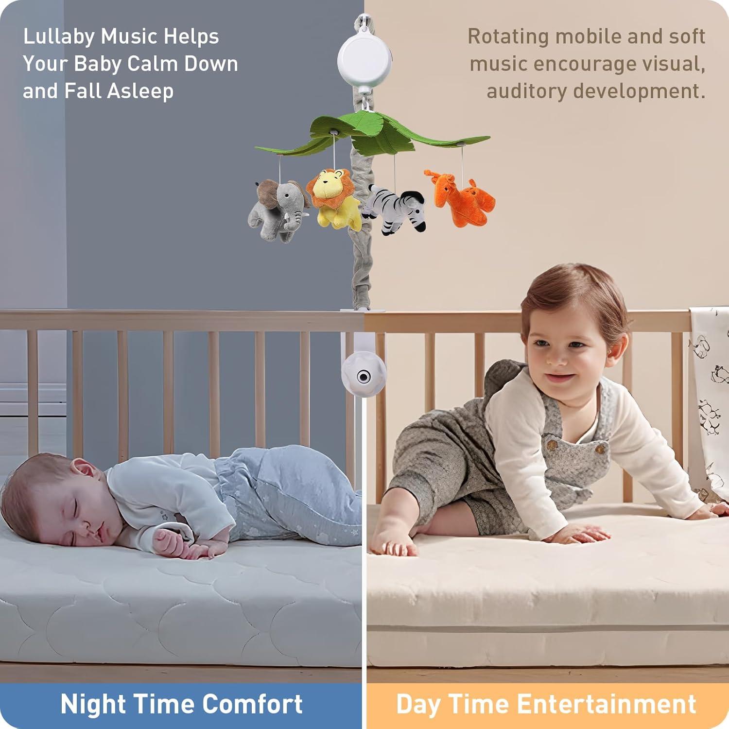 Móvil Musical para Cuna NICEMER - Animales de la Selva 12 Canciones