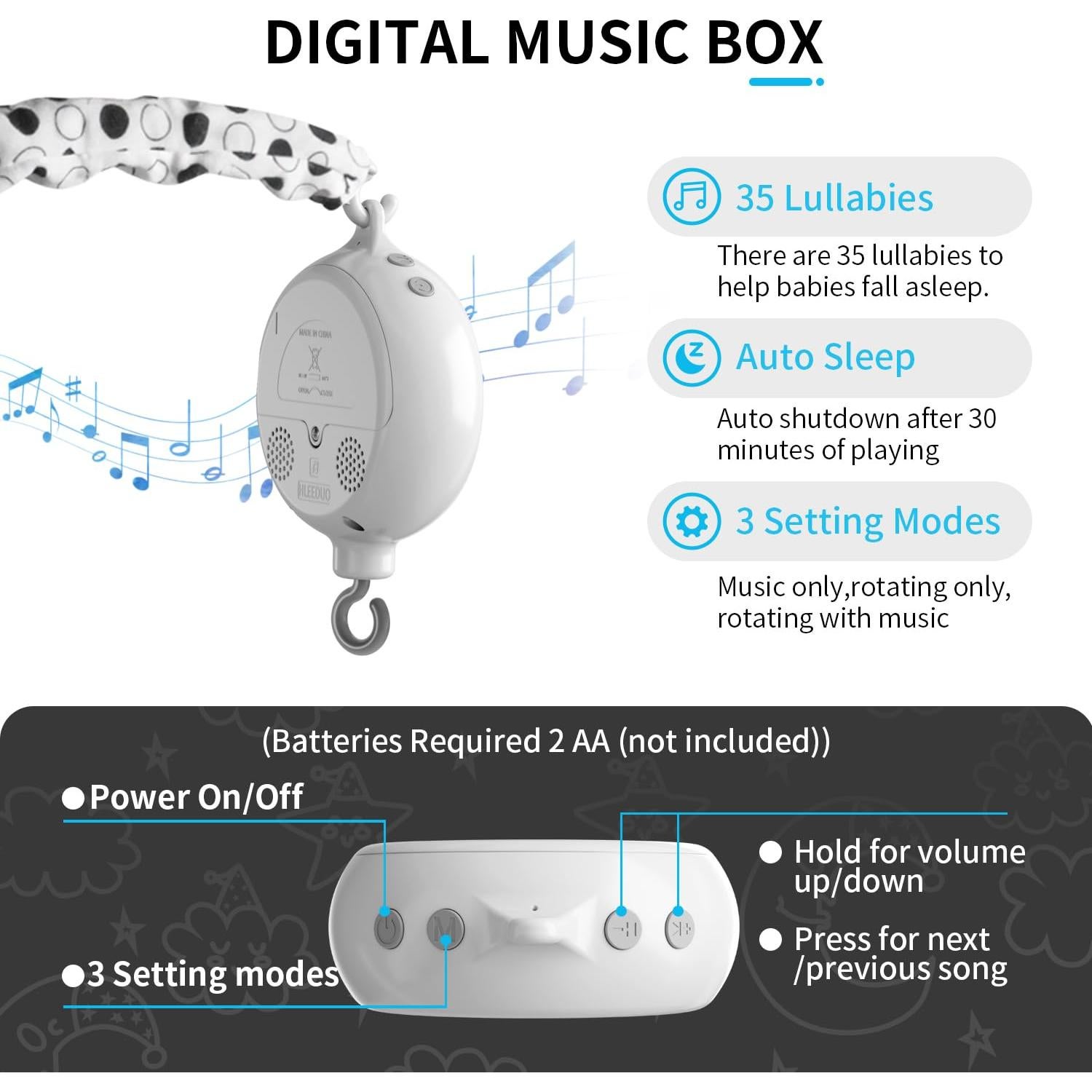 Móvil Musical para Cuna FEISIKE con 35 Canciones y 3 Modos