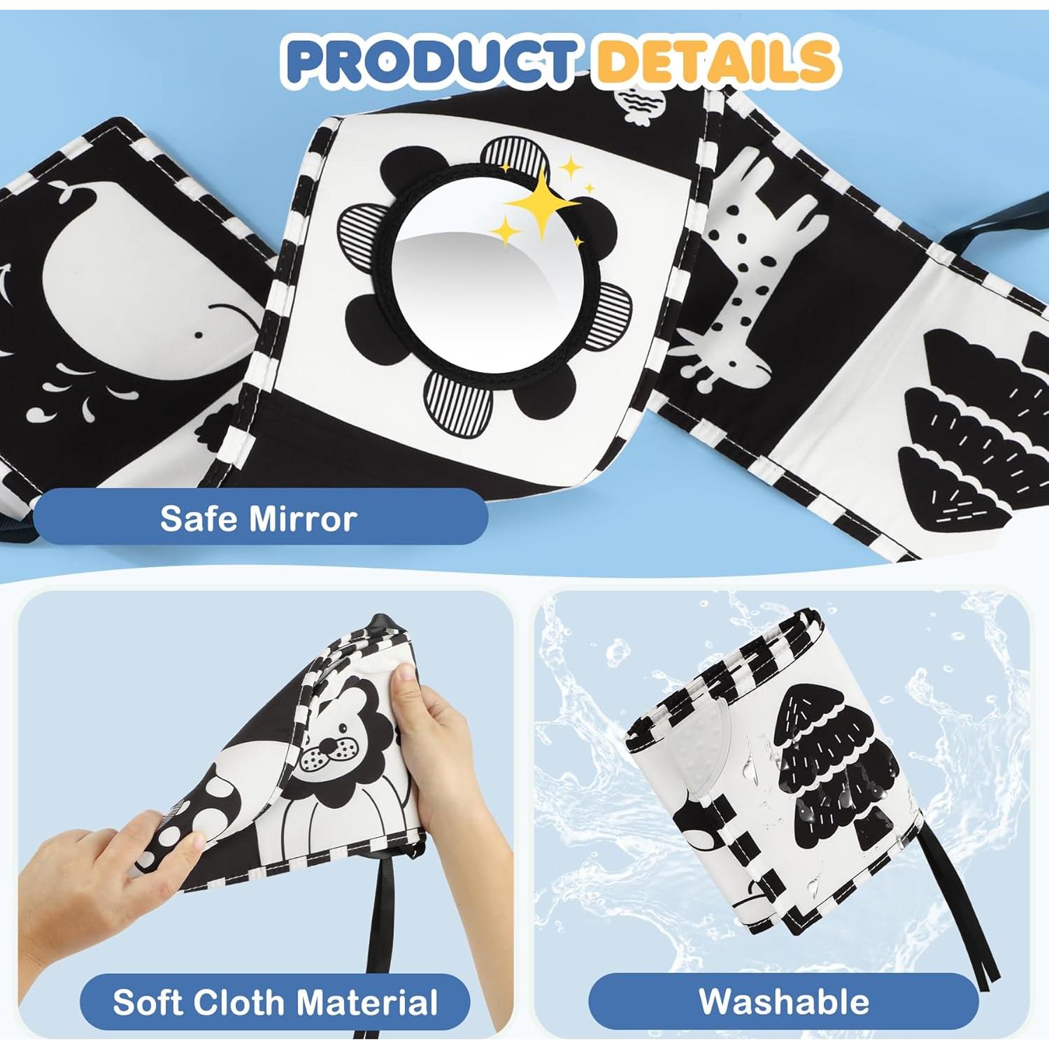 Libro Sensorial de Alto Contraste para Bebés - WLB02 - 15x65.8 cm