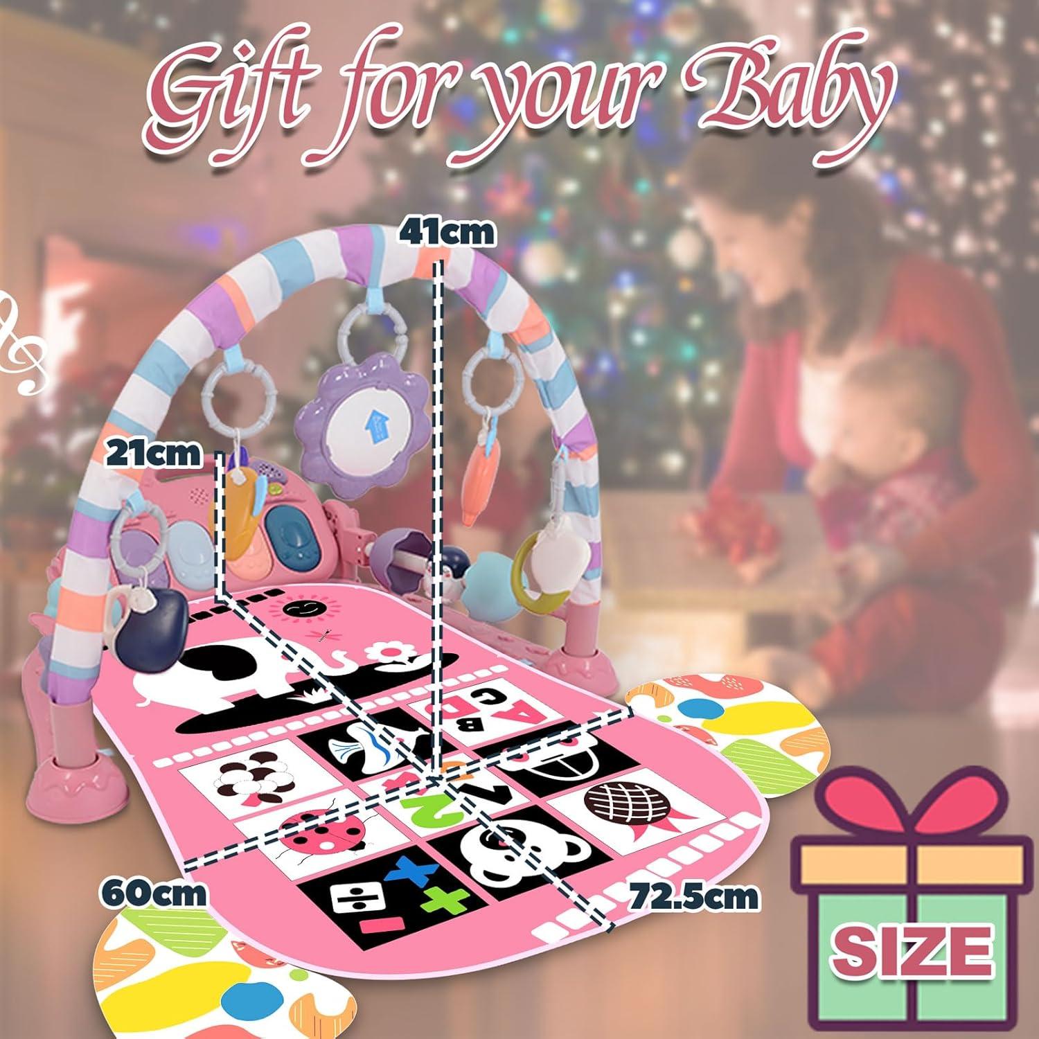 Gimnasio de Juego para Bebés TAMOIE Rosa con Piano y Alfombra