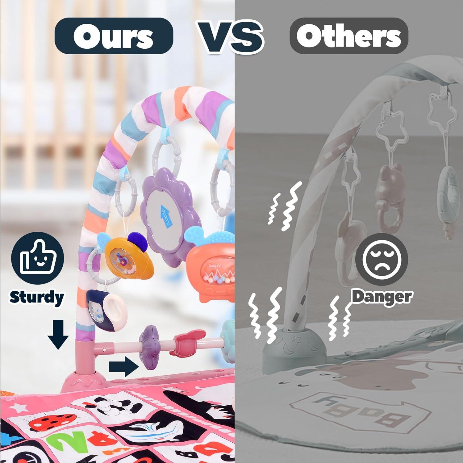 Gimnasio de Juego para Bebés TAMOIE Rosa con Piano y Alfombra