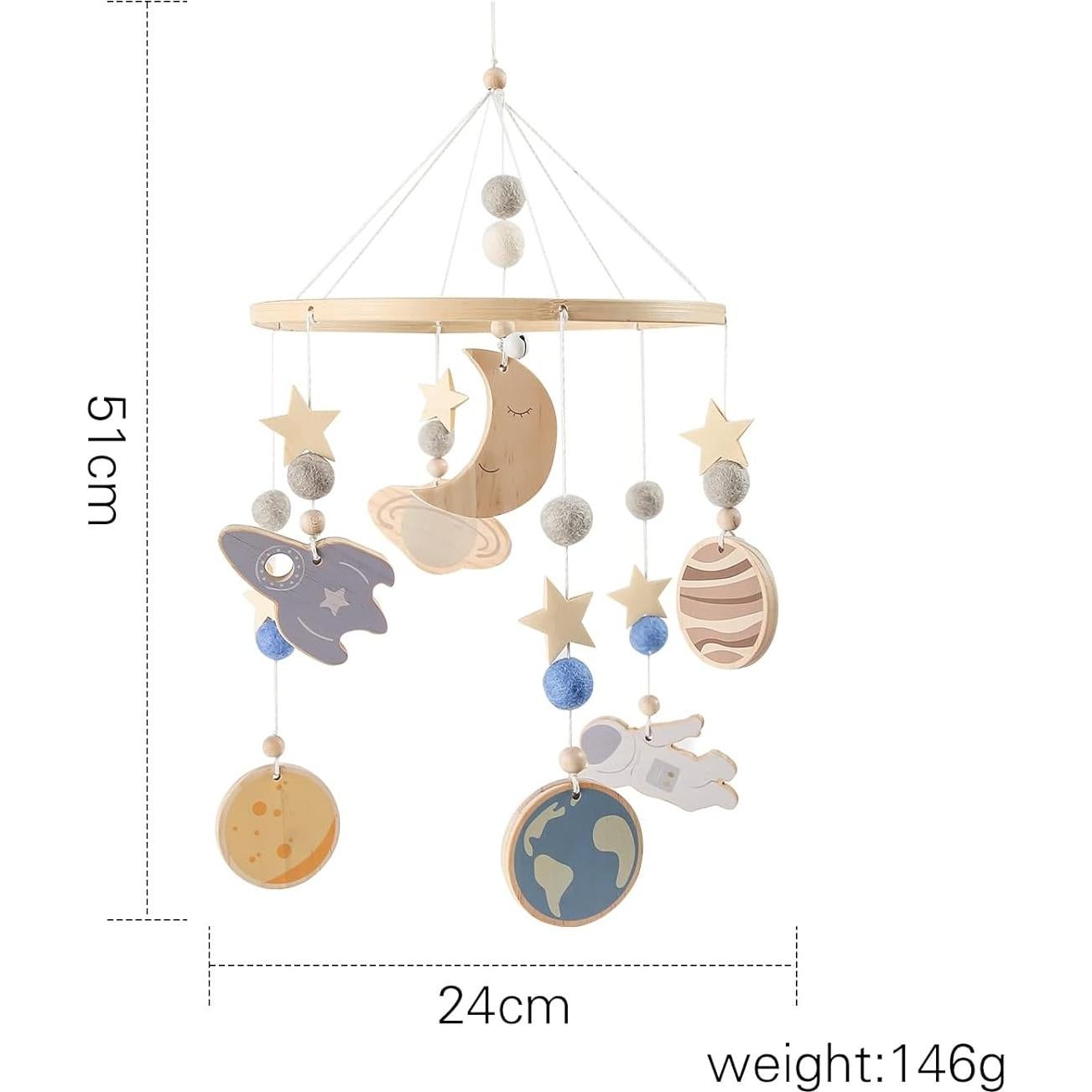 Móvil de Cuna Espacial Mamimami Home de Madera Ajustable