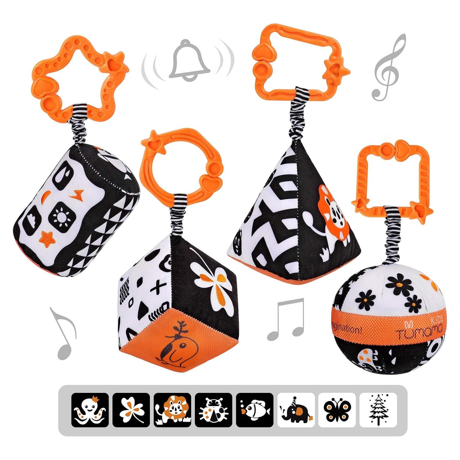 Juguetes de Formas en Blanco y Negro TUMAMA para Bebés - 4 Paquetes