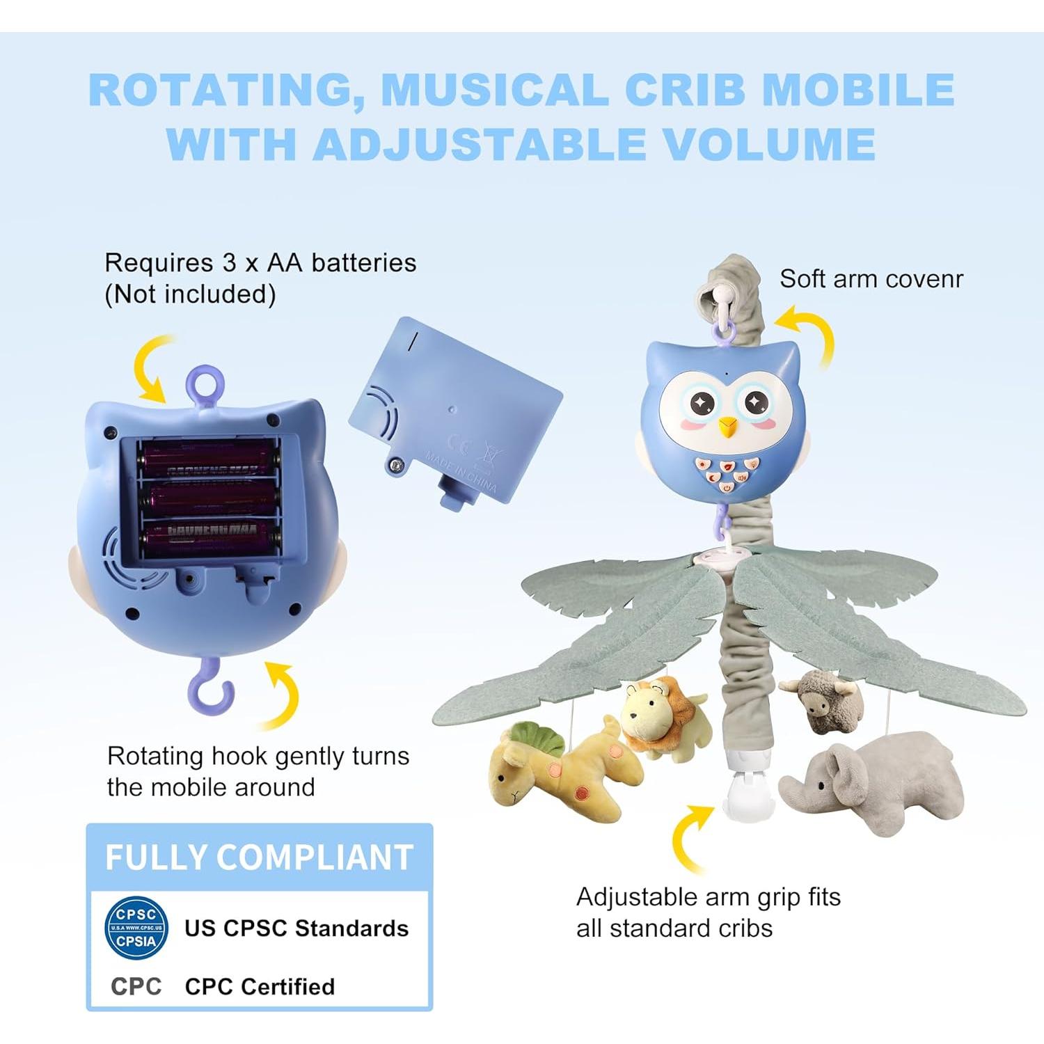 Móvil Musical para Cuna YUNGCHI con Luces y Control Remoto