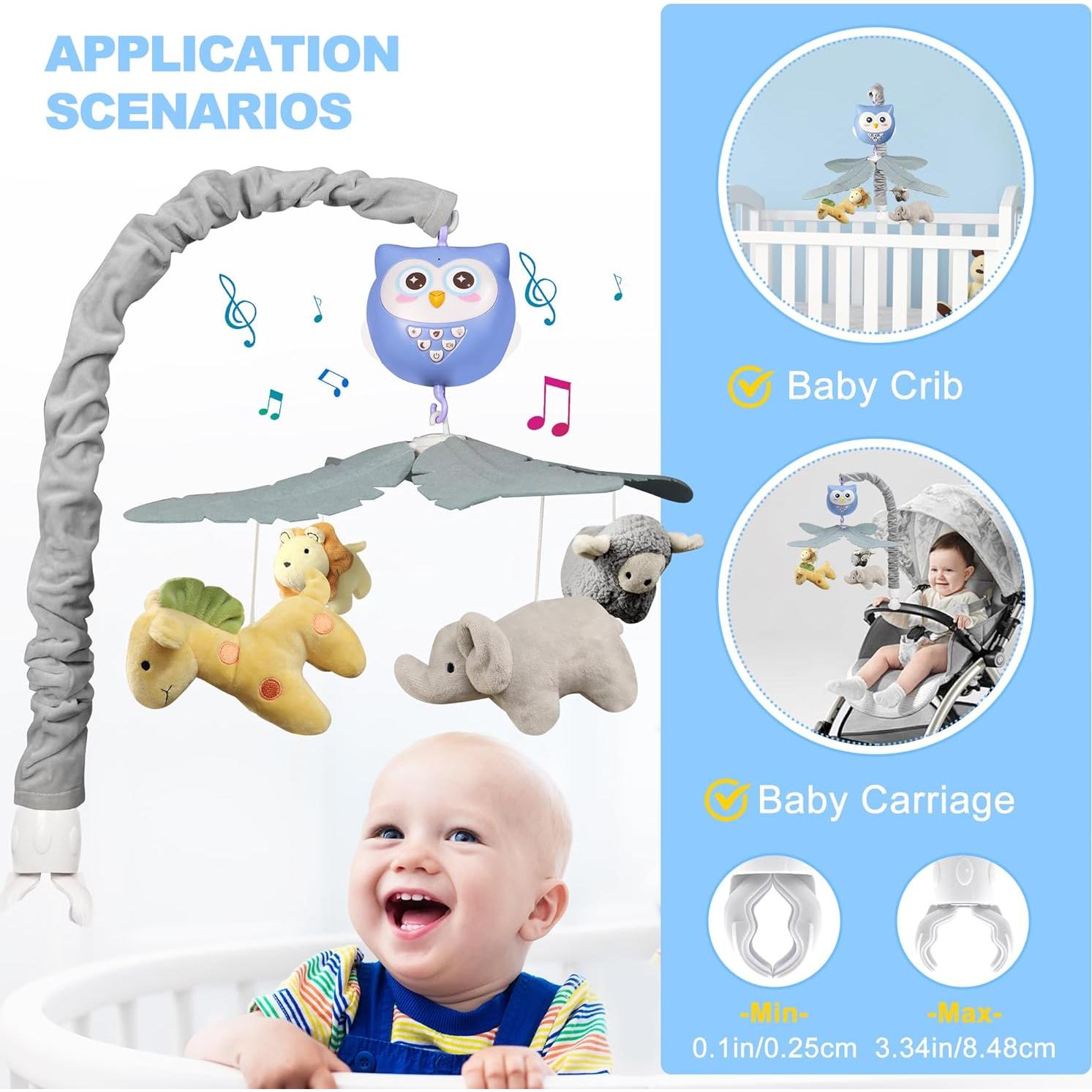 Móvil Musical para Cuna YUNGCHI con Luces y Control Remoto