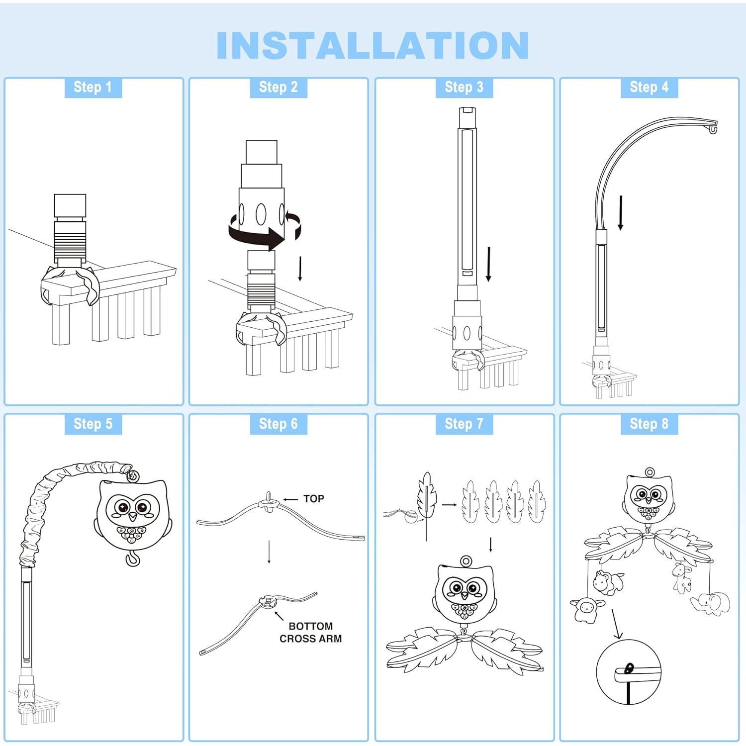 Móvil Musical para Cuna YUNGCHI con Luces y Control Remoto