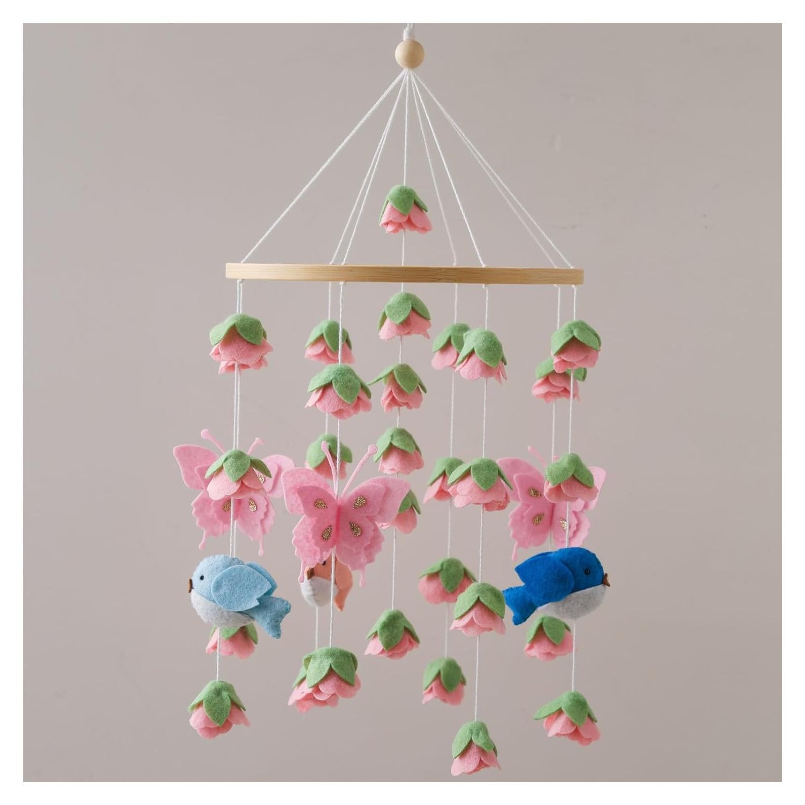 Móvil para Cuna Numhaw de Fieltro Rosa Musical 28.4x23.1cm