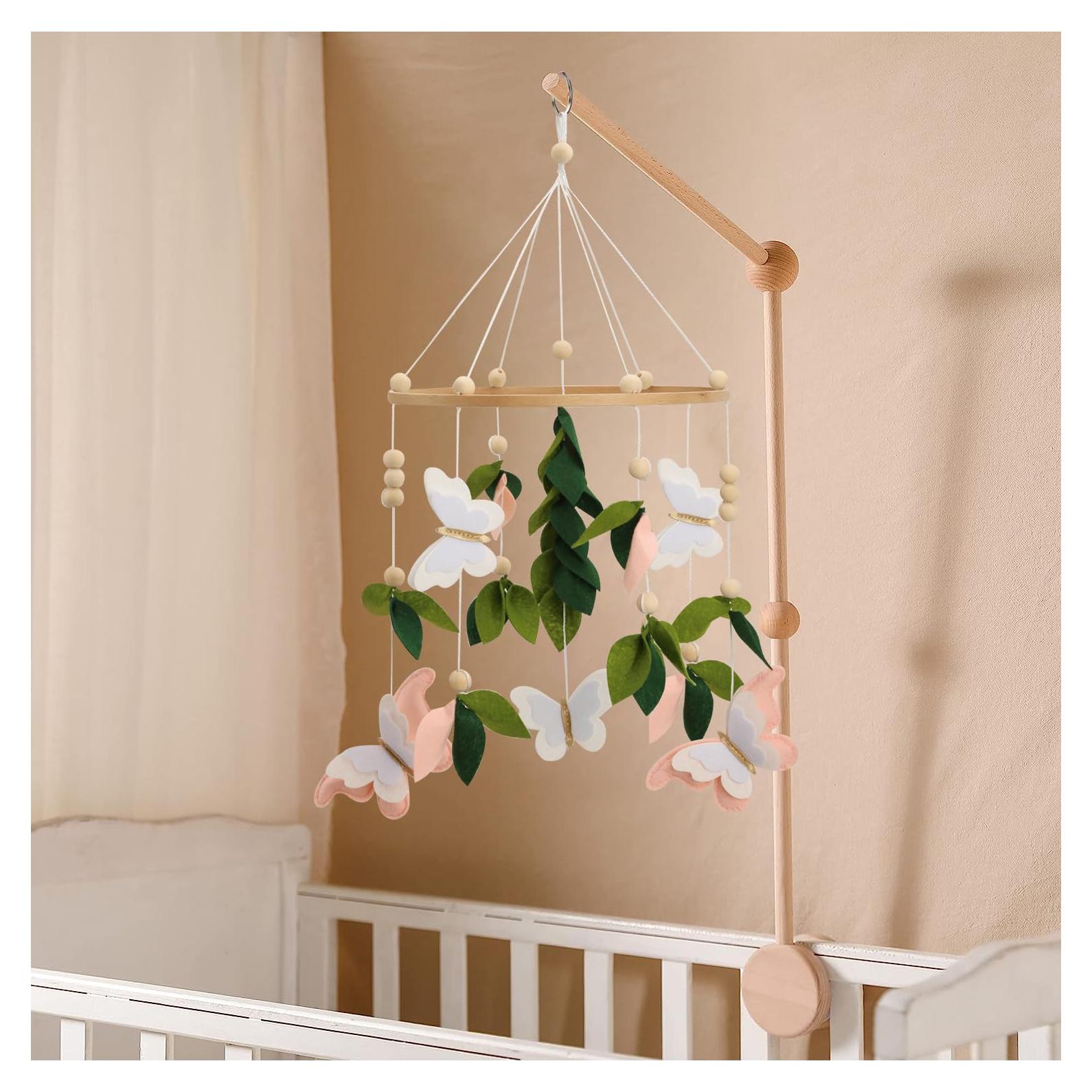 Móvil de Cuna de Mariposa Rosa - Fieltro Hipoalergénico 25.4cm