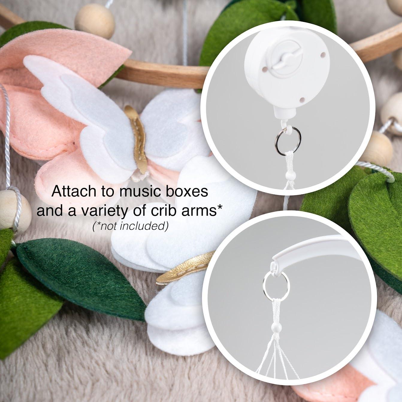 Móvil de Cuna de Mariposa Rosa - Fieltro Hipoalergénico 25.4cm