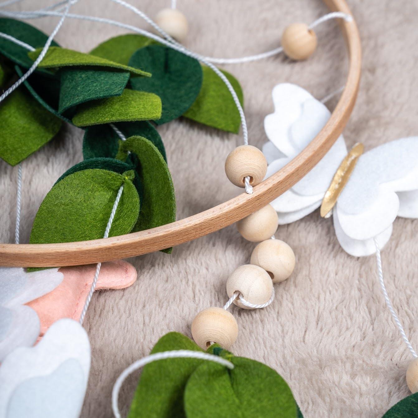 Móvil de Cuna de Mariposa Rosa - Fieltro Hipoalergénico 25.4cm