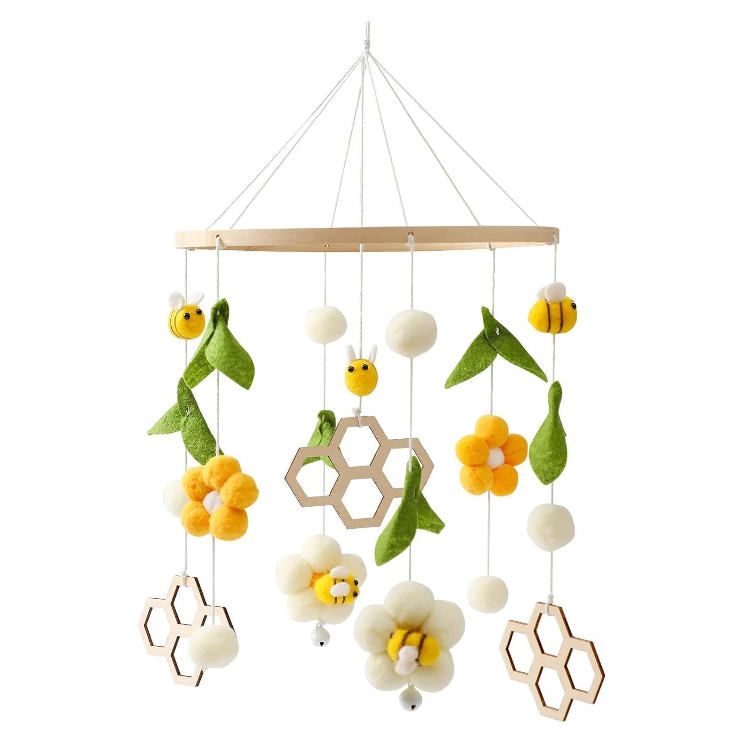 Móvil de Cuna de Bebé Campana de Viento Abeja Hecho a Mano