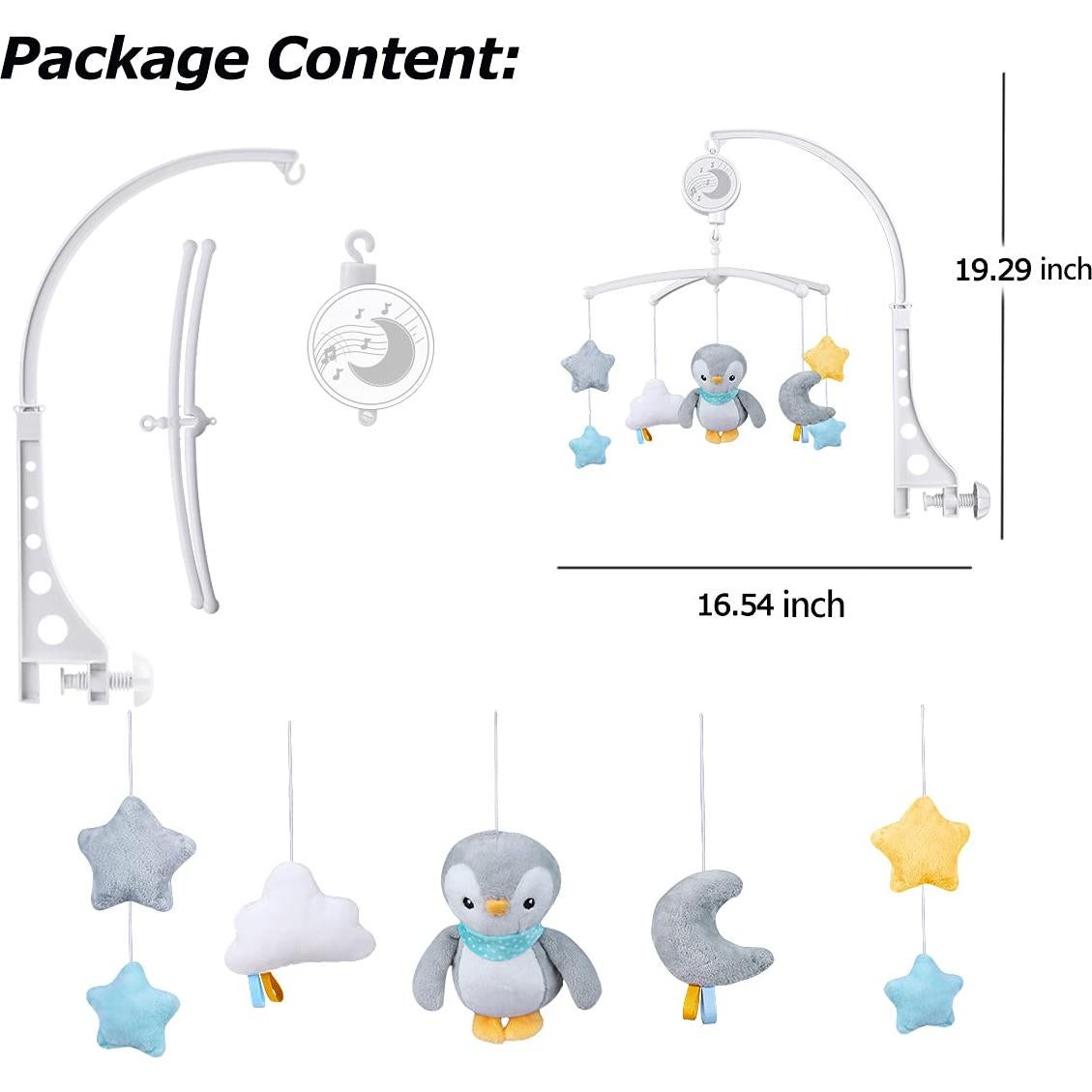 Móvil Musical para Cuna NUOEY Pingüino Rotatorio 0.39kg