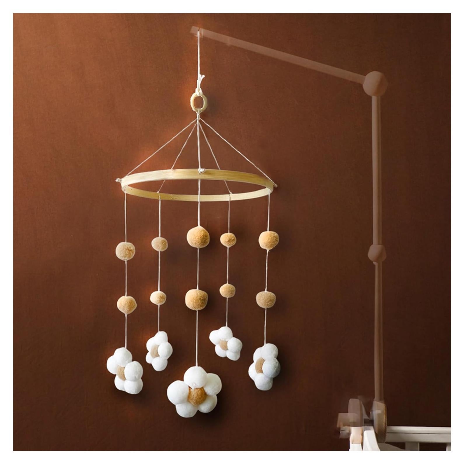 Baby Crib Mobile for Boys Girls, Boho Nursery Decor Mobile for Bassinet, Gender Neutral Mobile Crib Accessories for Infant Bedroom Hanging - Felt Daisy Flower Mobiles Newborn Gift