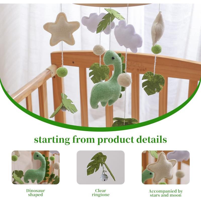 Móvil de Cuna de Dinosaurio GOODMOM - Hecho a Mano, Musical
